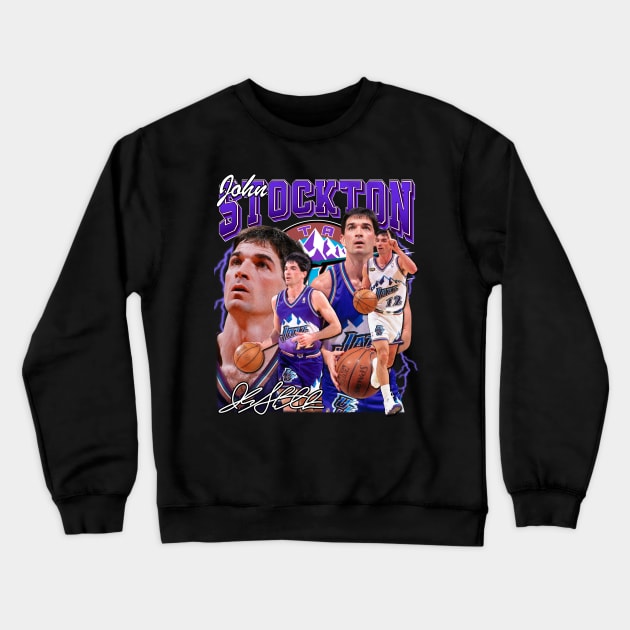 John Stockton Basketball Legend Vintage Bootleg Graphic Retro Crewneck Sweatshirt by Koch Sean